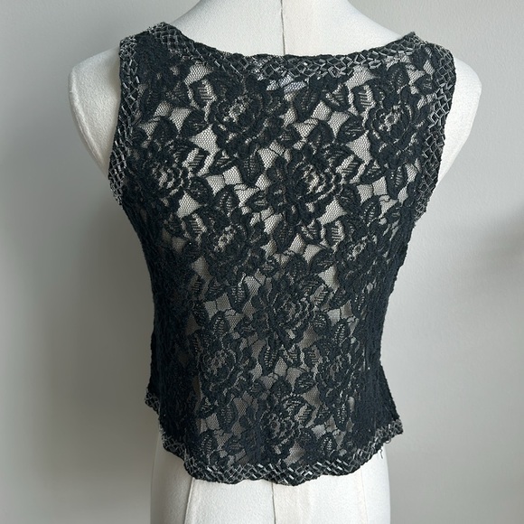 Women's Grunge‎ Lace Romantic Whimsigoth Sleeveless  Embellished Fem Top XS - Picture 3 of 7